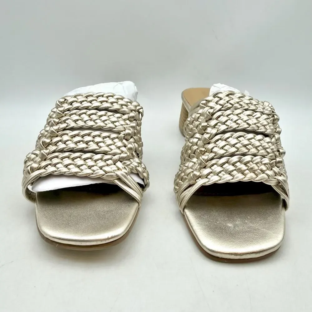Salt + Umber Womens Riviera Braided Slide Heel Sandals EU 39 US 8 Gold EUC